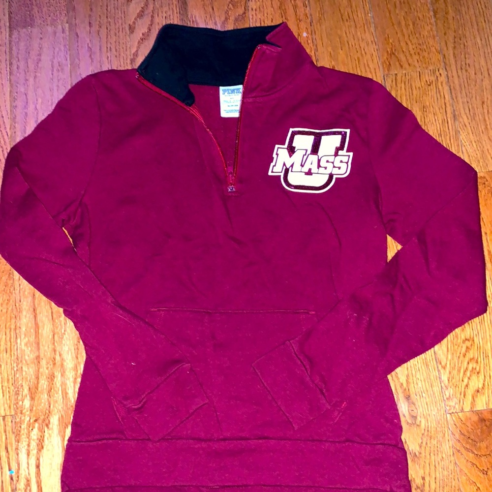 Victoria’s Secret Pink UMass minutemen half zip sweatshirt